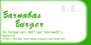 barnabas burger business card